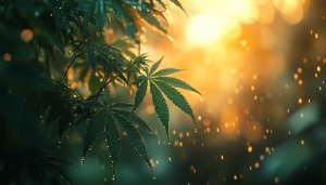Cannabis Leaves with Dew Drops 4K Desktop Wallpaper Free