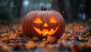 Glowing Halloween Pumpkin 4K Wallpaper for Desktop Background Free