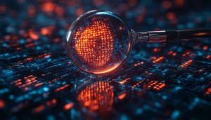Magnifying Glass Data Analysis 4K Desktop Wallpaper Cyberpunk Background