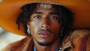Ethnic Portrait Mobile Wallpaper, Man Wearing Hat and Jewelry