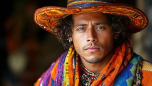 Colorful Tribal Attire Portrait Man - Free Mobile Wallpaper
