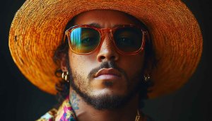 Man with Hat and Sunglasses Portrait Mobile Wallpaper Free