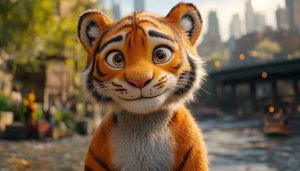 Cute Cartoon Tiger Cub 4K Desktop Wallpaper Free Mobile Background