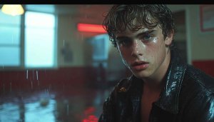 Wet Face Young Man Rainy Night Aesthetic Desktop Background