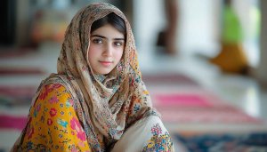 Beautiful Girl Portrait Wearing Headscarf Mobile Wallpaper for Free