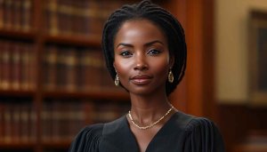 Beautiful Black Female Lawyer Portrait 4K Desktop Wallpaper