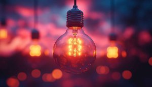 Glowing Filament Bulb Aesthetic Desktop Background - Free Mobile Wallpaper