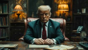 Donald Trump Portrait, Artificial Intelligence Art 4K Wallpaper Background
