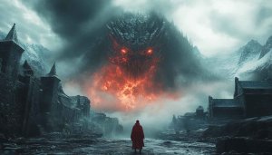Fantasy Dragon Mountain 4K Wallpaper Epic Red Cape Mobile Background