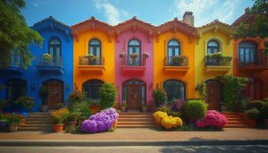 Colorful Houses Row 4K Mobile Wallpaper Vibrant Buildings Background