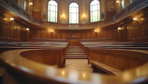 Historic Courthouse Interior 4K Desktop Wallpaper - Free Wooden Architecture Background