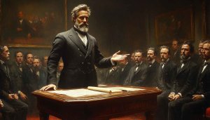 Historical Speech Artwork 4K Desktop Background Vintage Conference Illustration