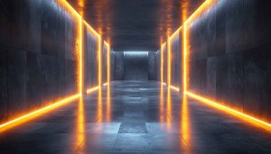 Abstract Neon Corridor Wallpaper, Futuristic Architecture 4K Desktop Background
