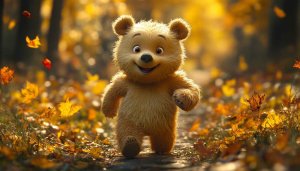 Cute Winnie the Pooh Autumn Mobile Background 4K Wallpaper