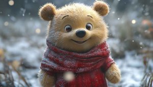 Cute Winnie the Pooh Winter 4K Desktop Mobile Wallpaper