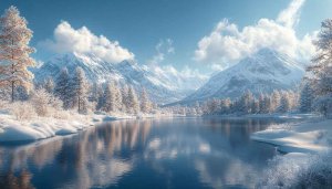 Winter Lake Snow Mountains Mobile Wallpaper Free 4K Background