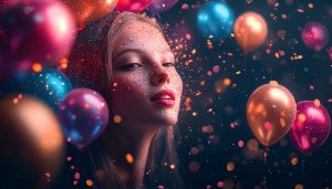 Birthday Party Girl with Balloons Celebrations Free Mobile Wallpaper