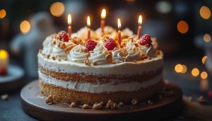 Delicious Birthday Cake with Candles 4K Desktop Background Wallpaper