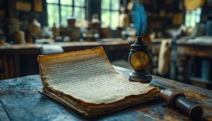 Antique Quill Pen Desktop Background - Free Vintage Paper Wallpaper