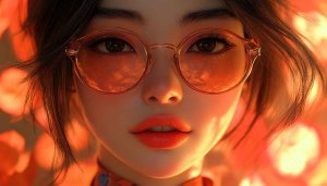 Woman With Orange Glasses Portrait 4K Desktop Mobile Wallpaper