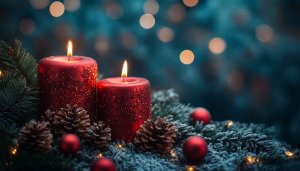 Cozy Christmas Candles 4K Wallpaper for Desktop and Mobile
