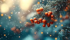 Winter Berries Snow Pine Branch Christmas Holiday Mobile Wallpaper