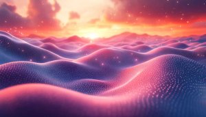 Abstract Glowing Landscape Mobile Wallpaper, Aesthetic Desktop Background 4K