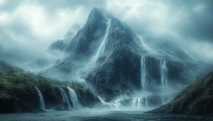 Dramatic Mountain Waterfall Scenery 4K Desktop Background Free Wallpaper