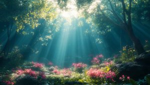 Sunlit Forest Landscape 4K Desktop Background Mobile Wallpaper