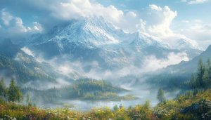 Snowy Mountain Lake View Free 4K Desktop Background Wallpaper