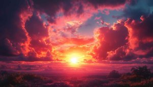 Fiery Sunset Sky 4K Desktop Background Aesthetic Mobile Wallpaper