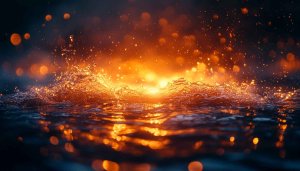 Fiery Ocean Wave 4K Desktop Background Water Reflection Wallpaper