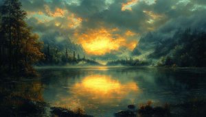 Golden Sunrise Lake View 4K Desktop Wallpaper, Free Mobile Background