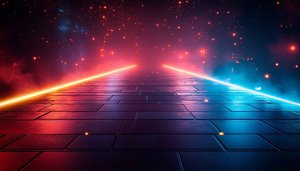 Sci-Fi Space Portal 4K Wallpaper, Futuristic Neon Desktop Background