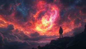 Fiery Galaxy Silhouette Wallpaper: Free Stunning 4K Desktop Background