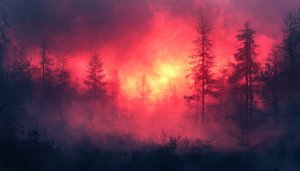 Forest Fire Landscape Wallpaper, Red Sky, Mobile and Desktop Background