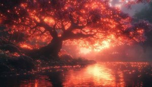 Glowing Tree River 4K Desktop Wallpaper, Free Mobile Backgrounds