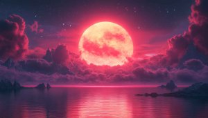 Pink Moon Over Water Mobile Wallpaper 4K Desktop Background Free