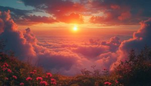 Orange Sunset Above Clouds Scenery Mobile Wallpaper Background Free