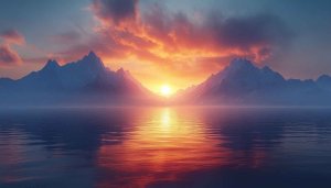 Golden Sunset Mountain Lake Reflection Mobile Desktop Wallpaper 4K