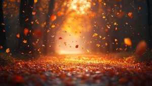 Golden Autumn Leaves Falling 4K Desktop Background Mobile Wallpaper