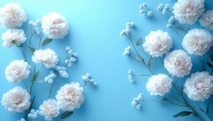 Floral Aesthetic Mobile Wallpaper: Light Blue White Flowers Background Art