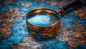 Vintage Map with Magnifying Glass: Free Desktop Background Wallpaper
