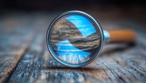 Macro Photography Magnifying Glass Wooden Texture 4K Desktop Background