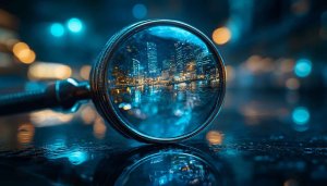 Cityscape Through Magnifying Glass, Free Desktop Backgrounds, 4K Mobile Wallpaper