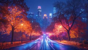 Cityscape Autumn Road 4K Desktop Wallpaper | Free Mobile Background