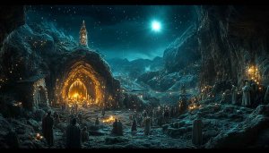 Magical Gathering Mobile Wallpaper, Fantasy Night Pilgrimage Desktop Background 4K