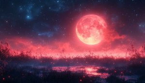 Red Moon Night Sky Mobile Wallpaper 4K Desktop Background
