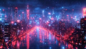 Cyberpunk City at Night Wallpaper, 4K Desktop Background Free