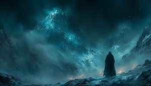 Mystic Wanderer in Snowy Mountains 4K Desktop Wallpaper, Free